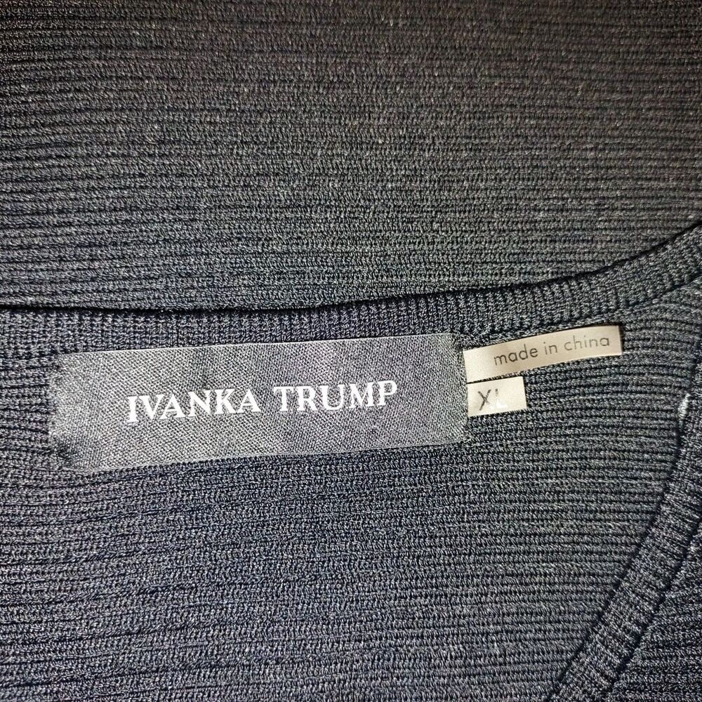 Ivanka Trump Solid Black Ribbed Textured Shirt Top size XL Minimalist Stretch - Picture 8 of 13